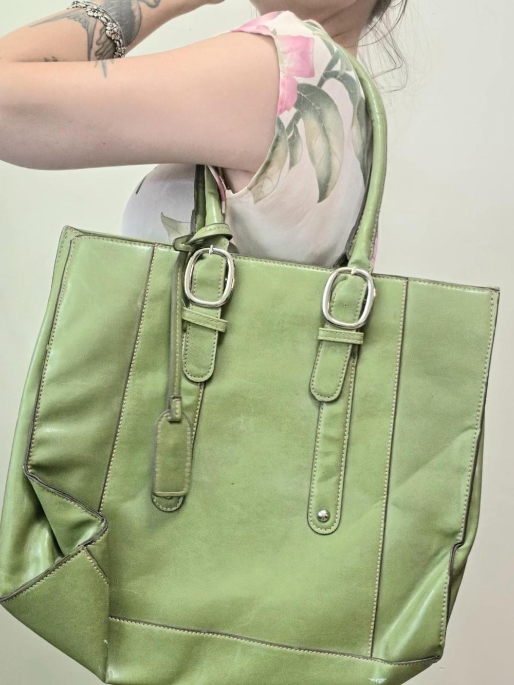 Y2k vintage lime green tote bag purse